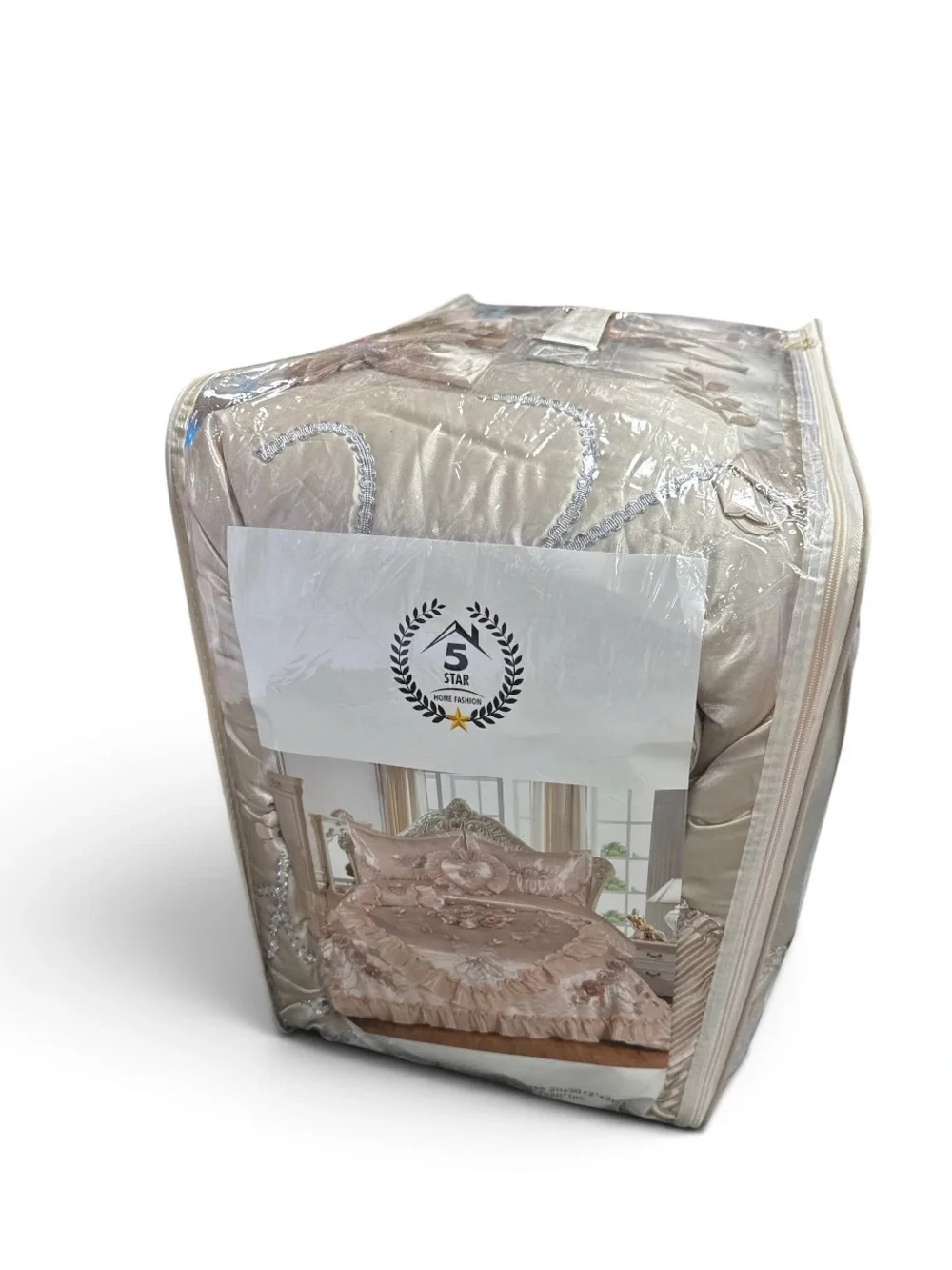5-Piece Wedding Bedding Set - Champagne Floral